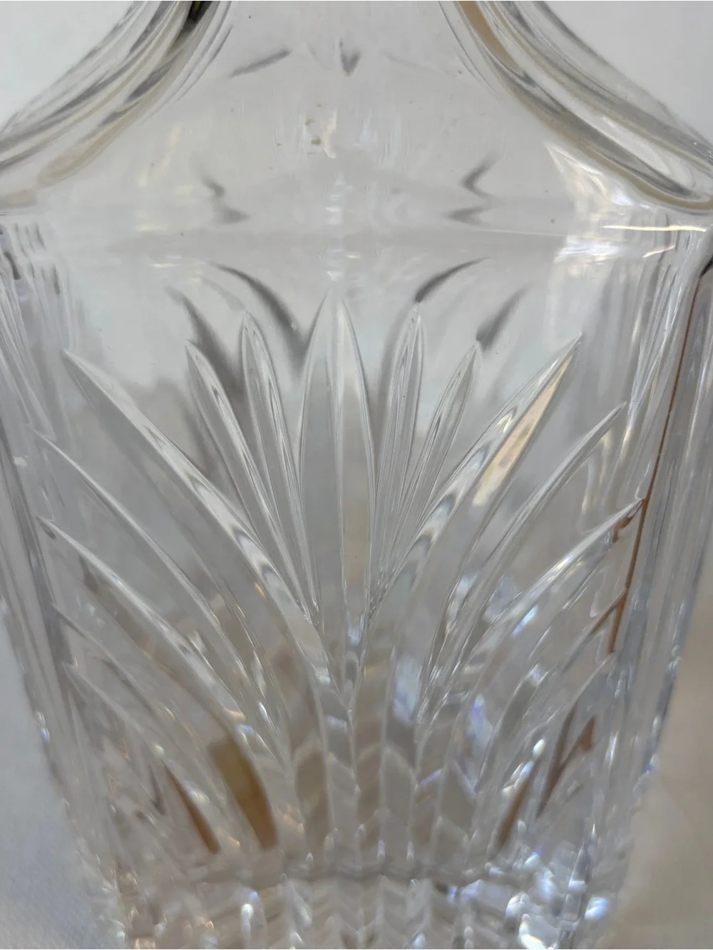 Decanter Crystal Clear Full Lead Square Whiskey/Scotch/Bourbon 10” Stopper VTG